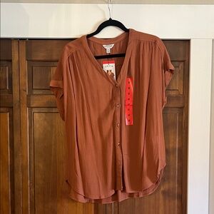 Orvis Women's Terracotta Short-Sleeve Button-Front Blouse